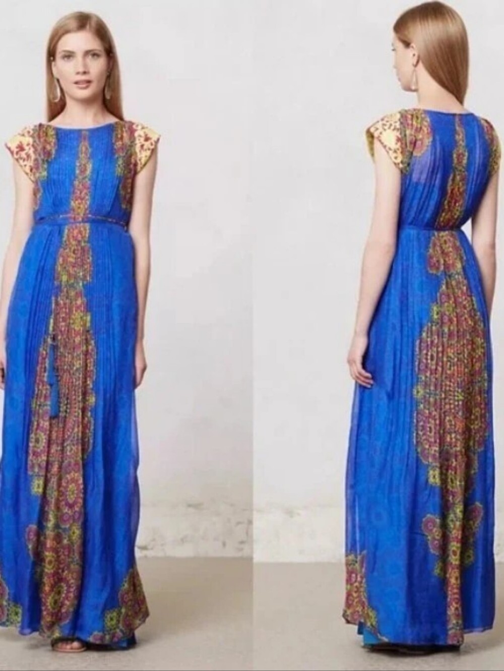 Anthropologie Hemant & Nandita Apsara‎ Pleated 100% Silk Dress 0